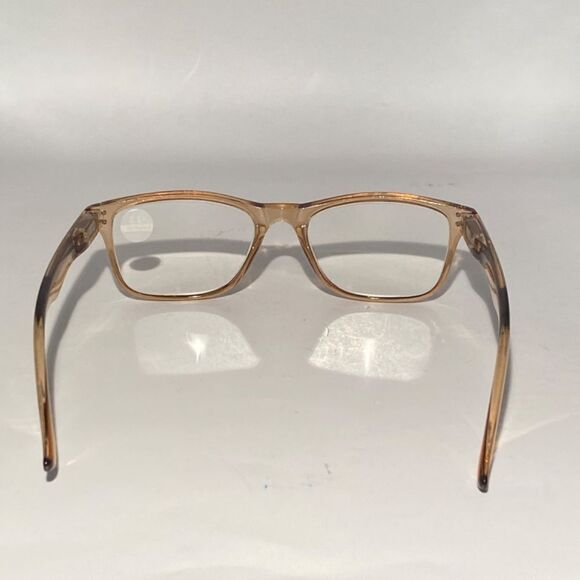 1436 Helen 2.5 Reading Glasses Thin Rectanle Bluelight Filter Tan Frames NWT - Picture 4 of 8